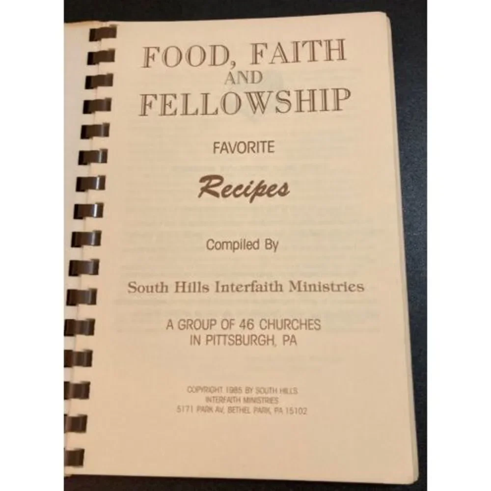 South Hill Interfaith Ministry Pittsburgh Recipe‎ Cookbook 1985 Jewish Christian